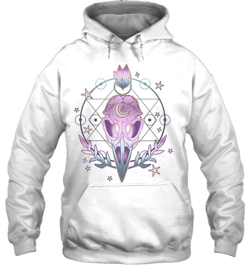 Pastel Goth Creepy Bird Skull - Moon Crystals Aesthetic Gift Hoodie