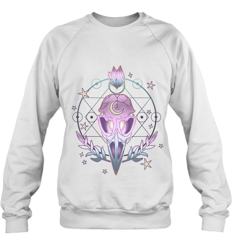 Pastel Goth Creepy Bird Skull - Moon Crystals Aesthetic Gift Sweatshirt