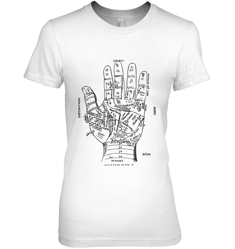 Vintage Palm Reading Chart Palmistry Fortune Psychic Ladies Tee