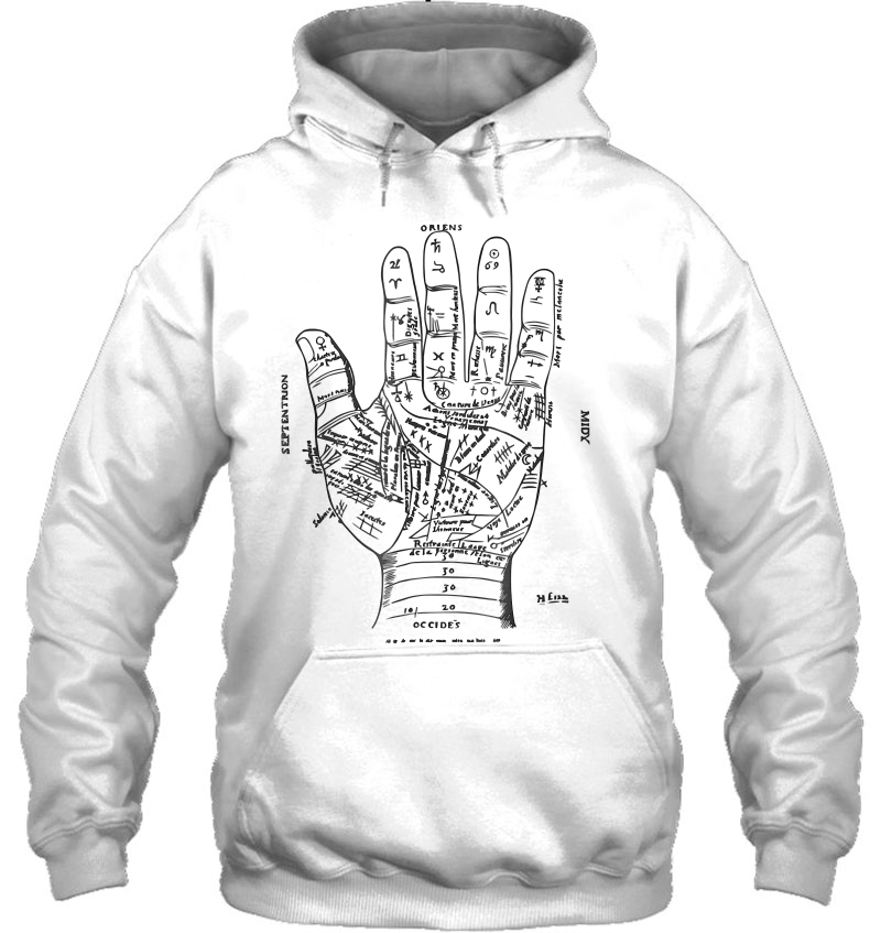 Vintage Palm Reading Chart Palmistry Fortune Psychic Hoodie