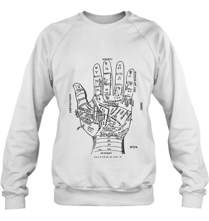 Vintage Palm Reading Chart Palmistry Fortune Psychic Sweatshirt