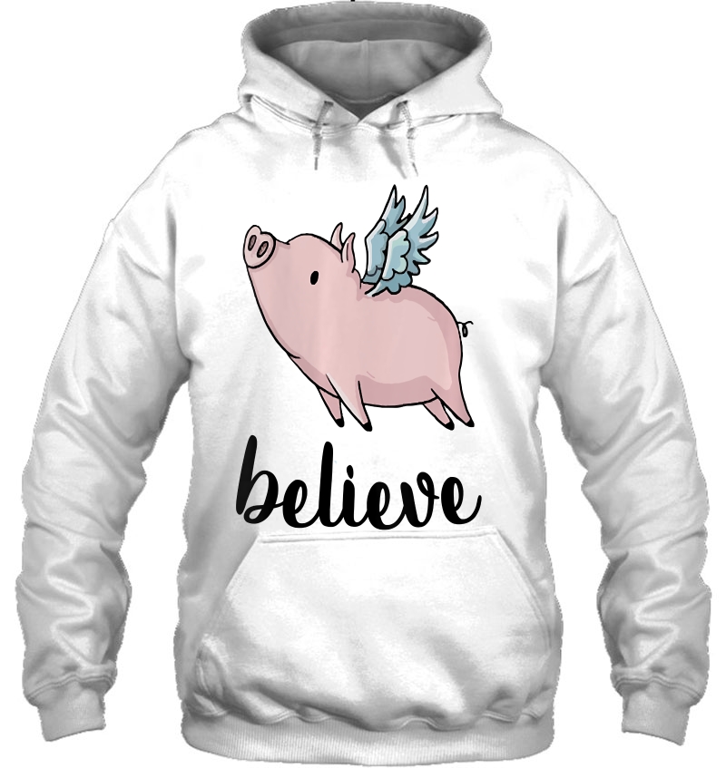 Womens Believe Flying Pig With Wings Motivational Pigs Fly Gift V-Neck Mugs