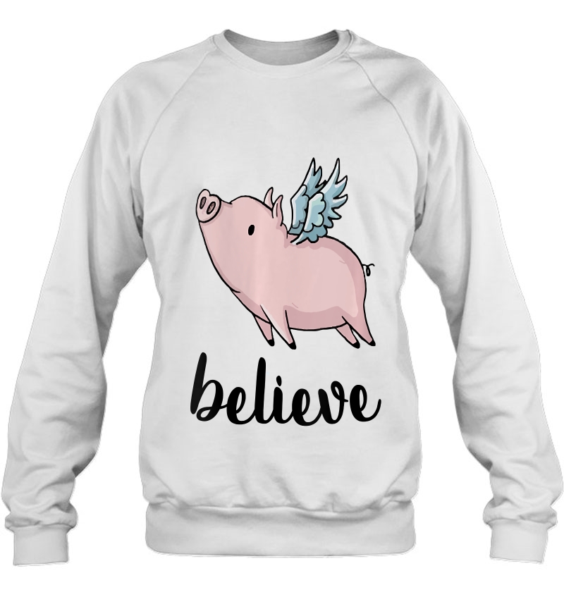 Womens Believe Flying Pig With Wings Motivational Pigs Fly Gift V-Neck Mugs