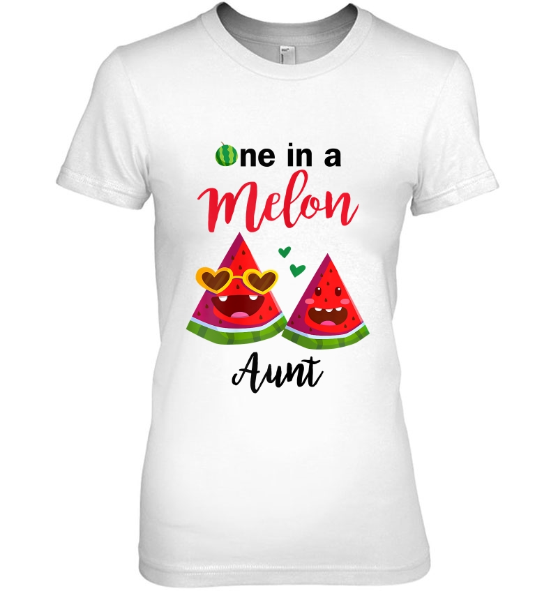 Womens One In A Melon Aunt Watermelon Tshirt Summer Shirt Gifts Hoodie