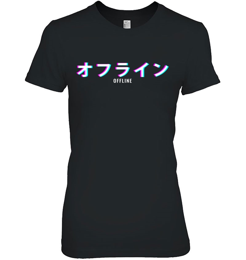 Aesthetic Offline Japanese Text Vaporwave Hoodie