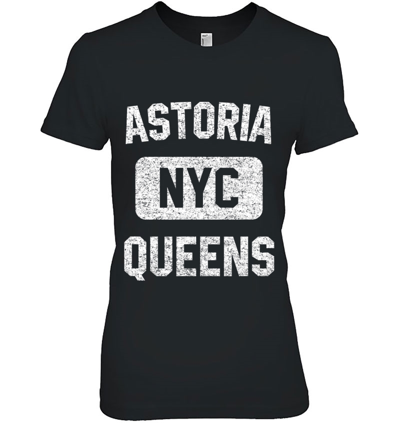 Astoria Queens Gym Style Distressed White Print Hoodie