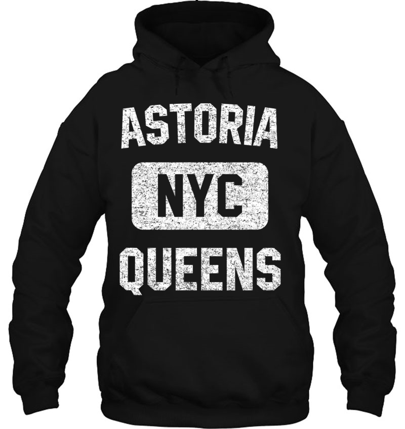 Astoria Queens Gym Style Distressed White Print Mugs