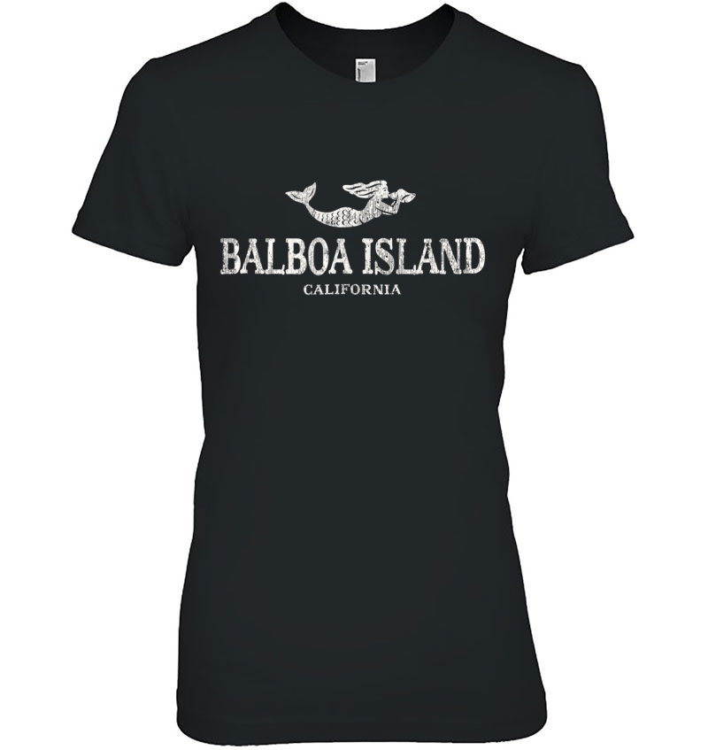 Balboa Island Ca Vintage Mermaid & Seashell Tee Ladies Tee