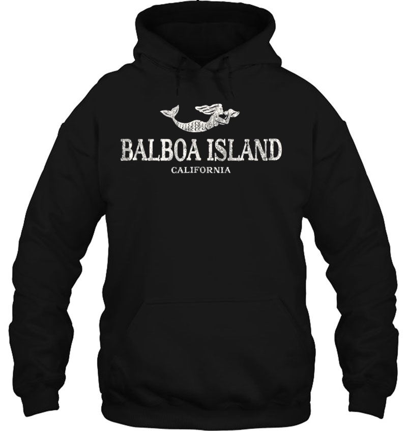 Balboa Island Ca Vintage Mermaid & Seashell Tee Hoodie