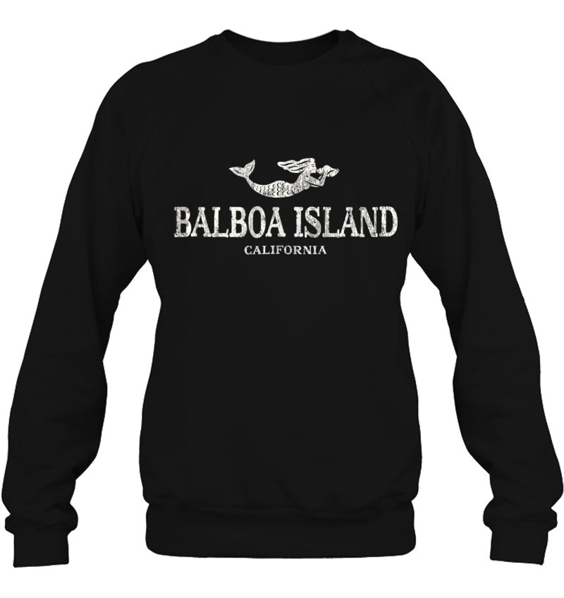 Balboa Island Ca Vintage Mermaid & Seashell Tee Sweatshirt