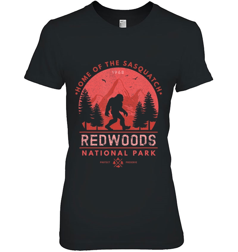 Bigfoot Redwoods Wilderness California Sasquatch Ladies Tee