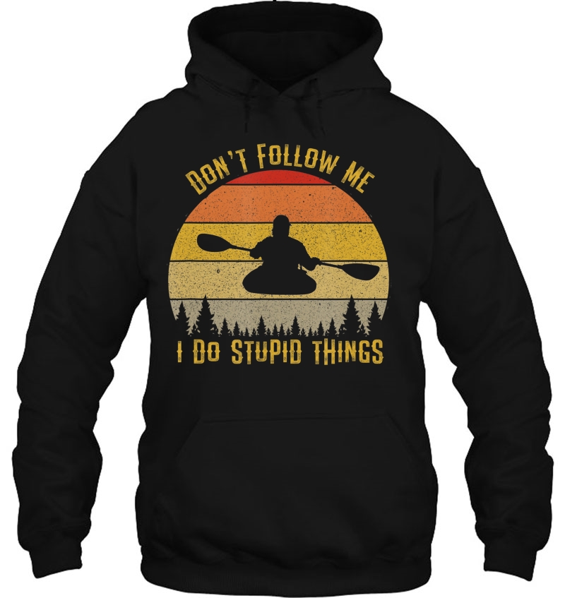 Don't Follow Me I Do Stupid Things Kayaking Retro Sun Kayak Mugs