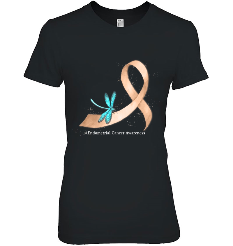 Hippie Dragonfly Peach Ribbon Endometrial Cancer Awareness Hoodie