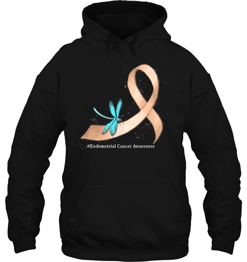 Hippie Dragonfly Peach Ribbon Endometrial Cancer Awareness Mugs