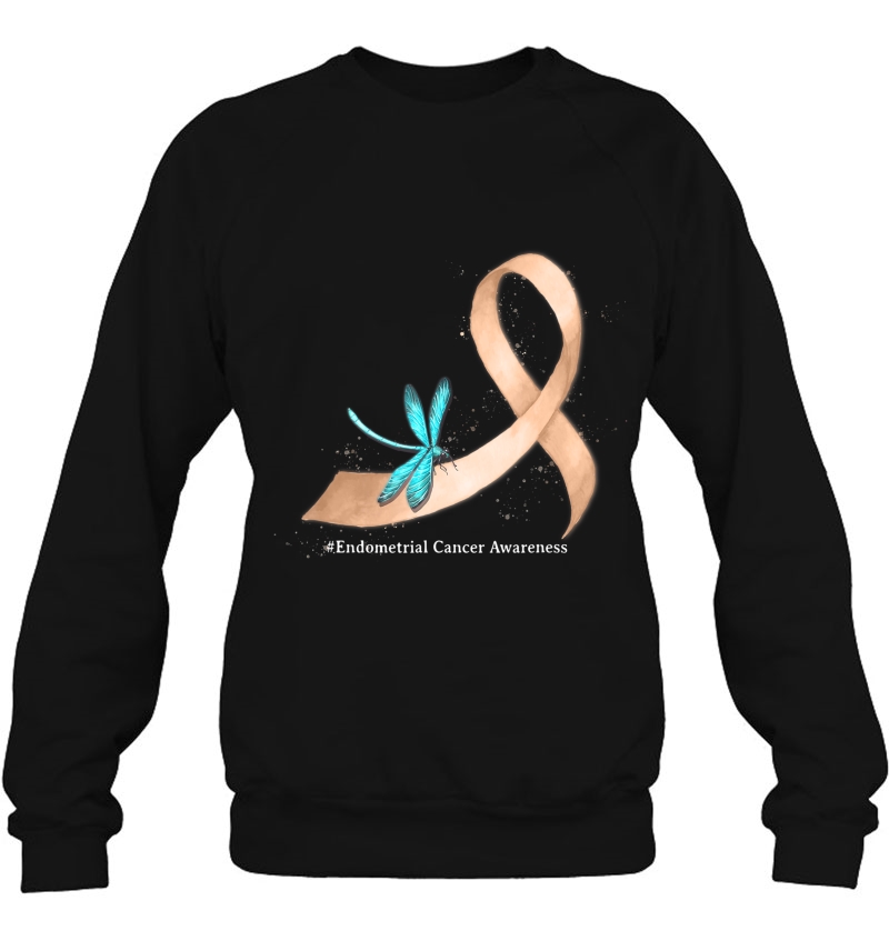 Hippie Dragonfly Peach Ribbon Endometrial Cancer Awareness Mugs