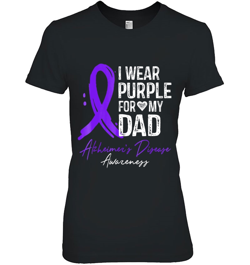 I Wear Purple For My Dad Shirt Alzheimer's Disease Awareness Hoodie