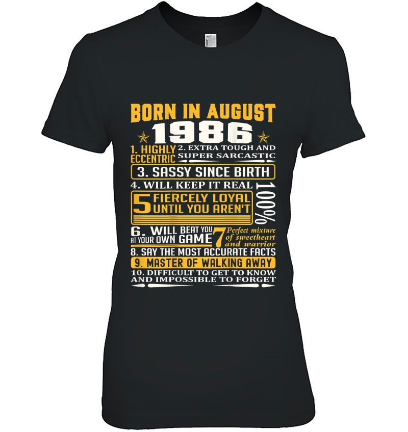 Men, Women Born In August 1986 Facts S Hoodie