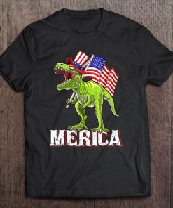 Merica T Rex Dinosaur American Flag 4Th Of July Tee