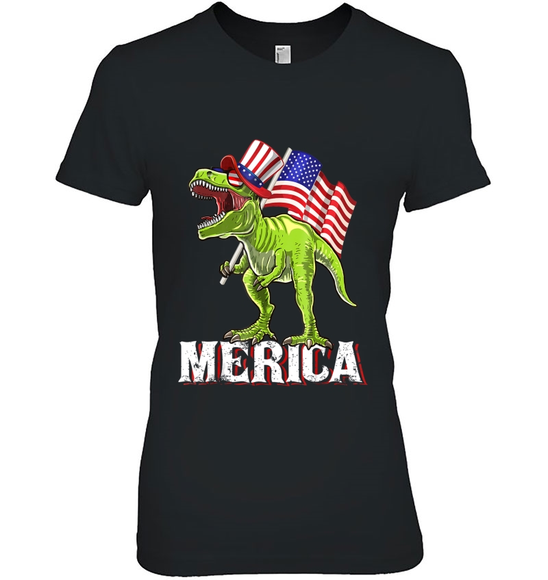 Merica T Rex Dinosaur American Flag 4Th Of July Hoodie