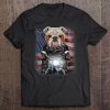 Patriot English Bulldog On Motorcycle With Flag Of Usa Tee