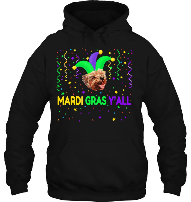Yorkie Dog Mardi Gras Party Celebration Costume Gift Hoodie