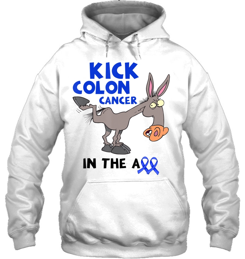 Kick Colon Cancer In The Ass Funny Donkey Blue Ribbon Mugs