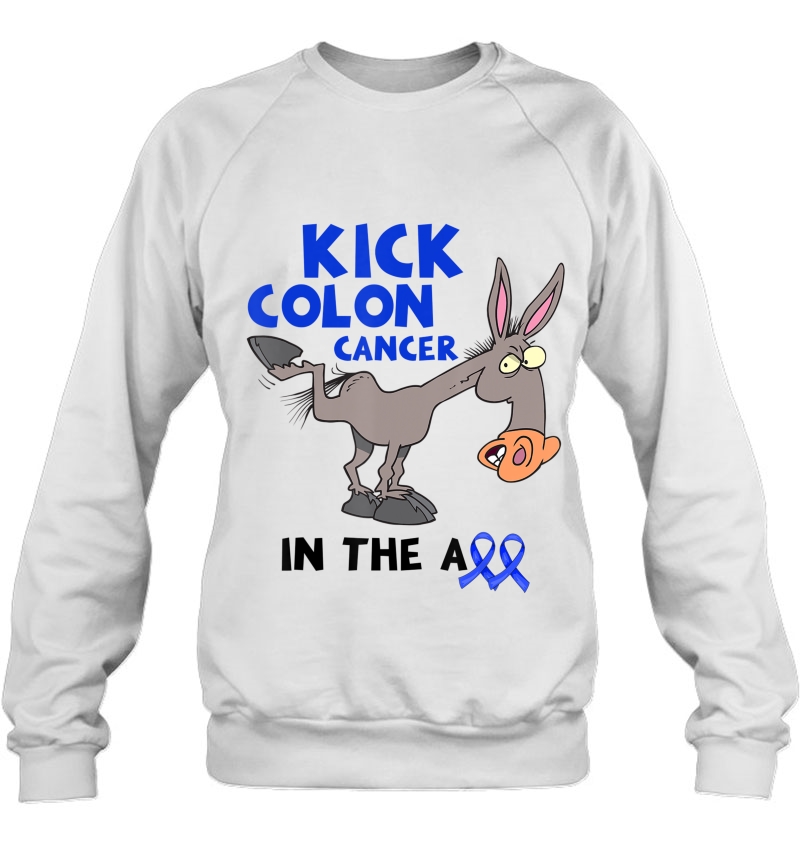 Kick Colon Cancer In The Ass Funny Donkey Blue Ribbon Mugs