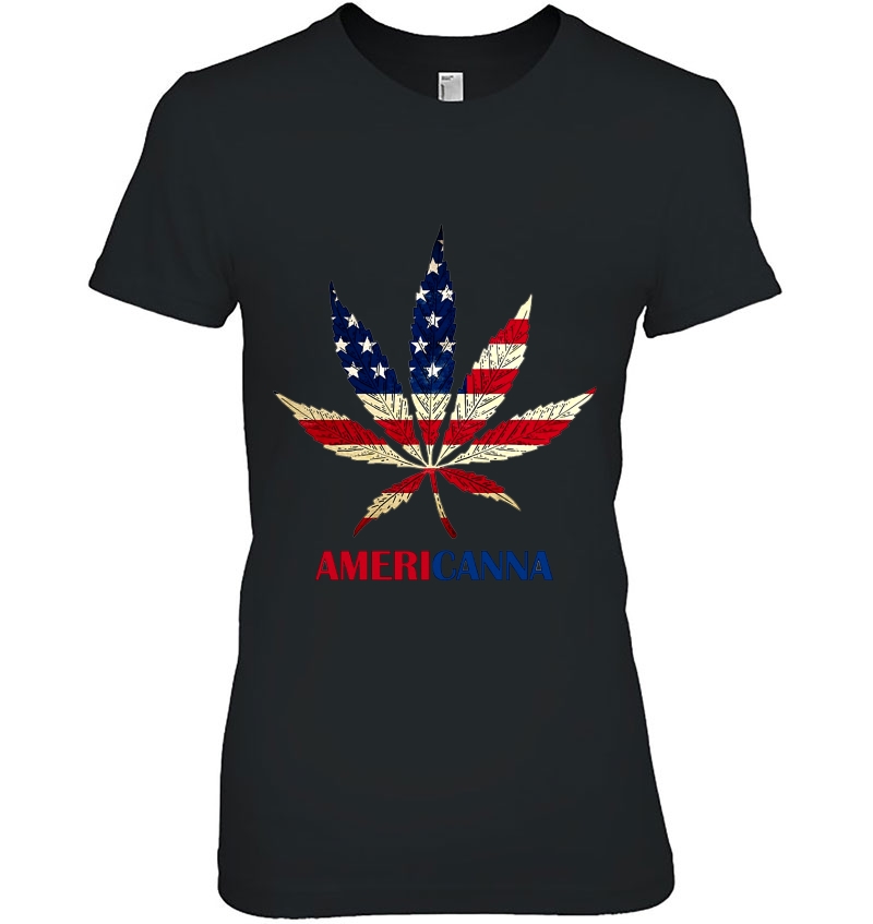 Americanna American Flag Weed Ladies Tee