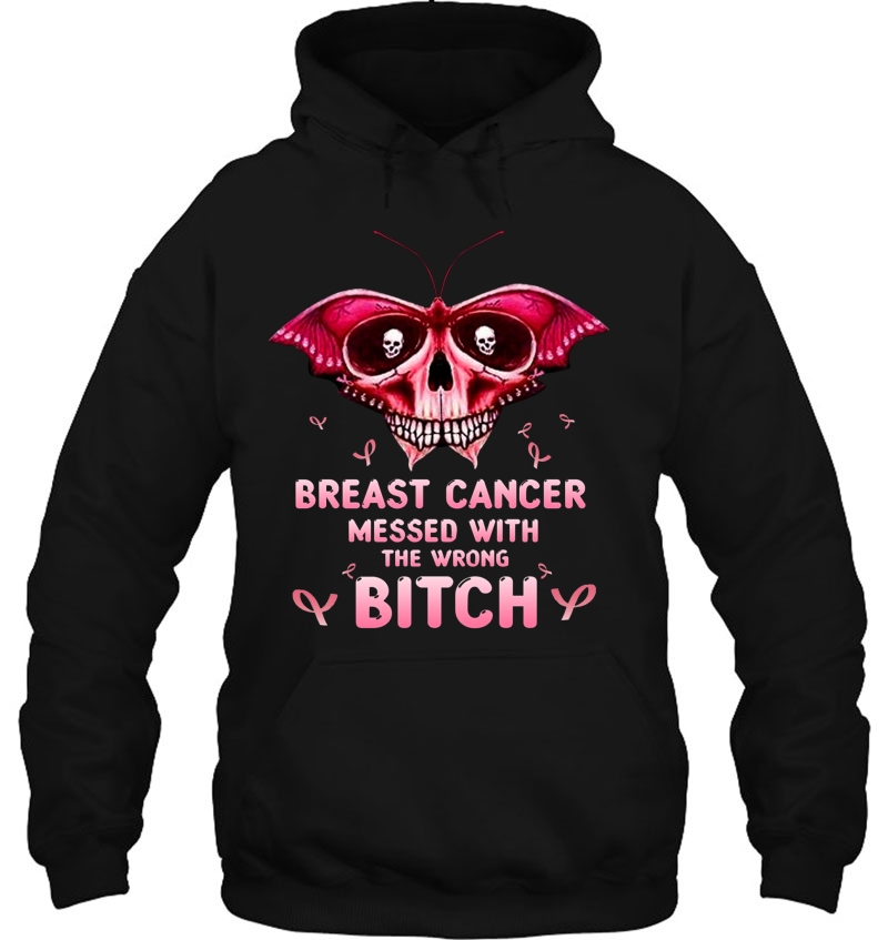 Breast Cancer Messed With The Wrong Bitch Skull Butterfly Version Mugs