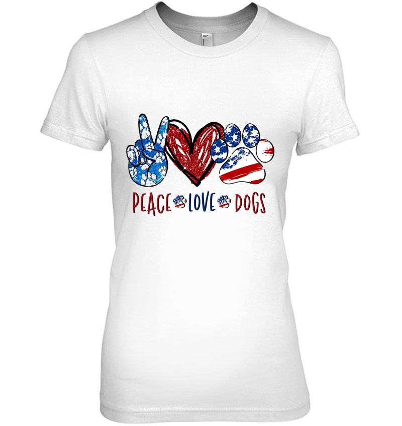 Peace Love Dogs Paw Dog Heart American Flag Version Hoodie