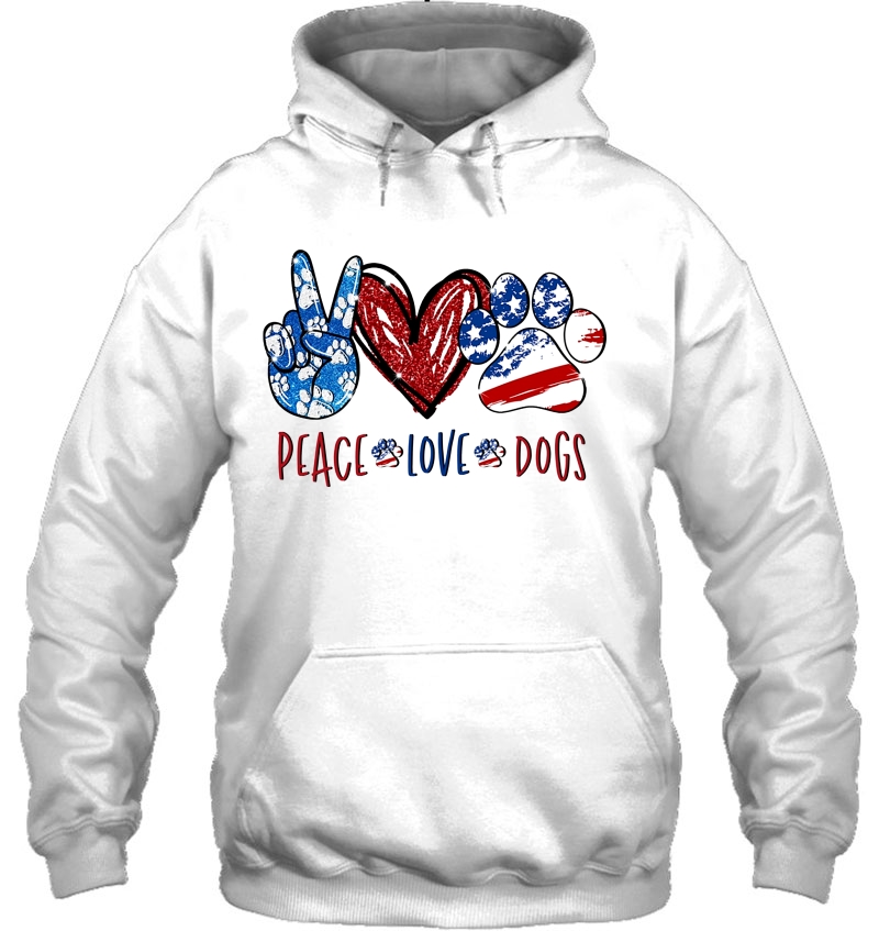 Peace Love Dogs Paw Dog Heart American Flag Version Mugs