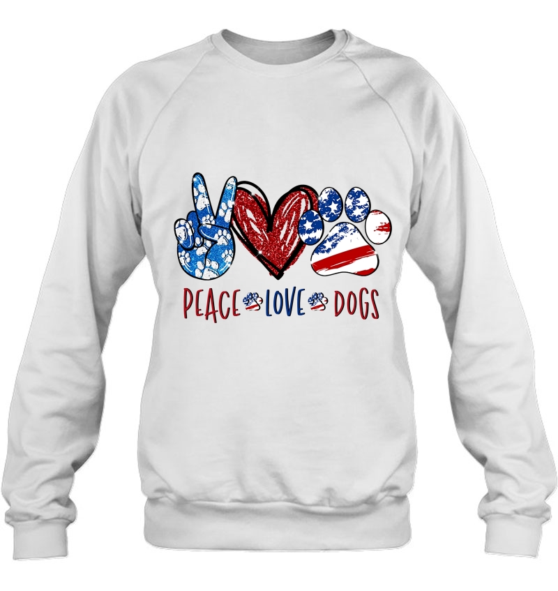 Peace Love Dogs Paw Dog Heart American Flag Version Mugs