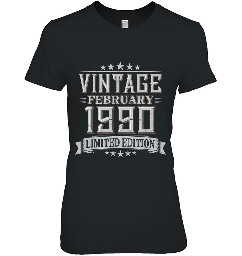 30Th Birthday Gift Vintage February 1990 30 Years Old Ladies Tee