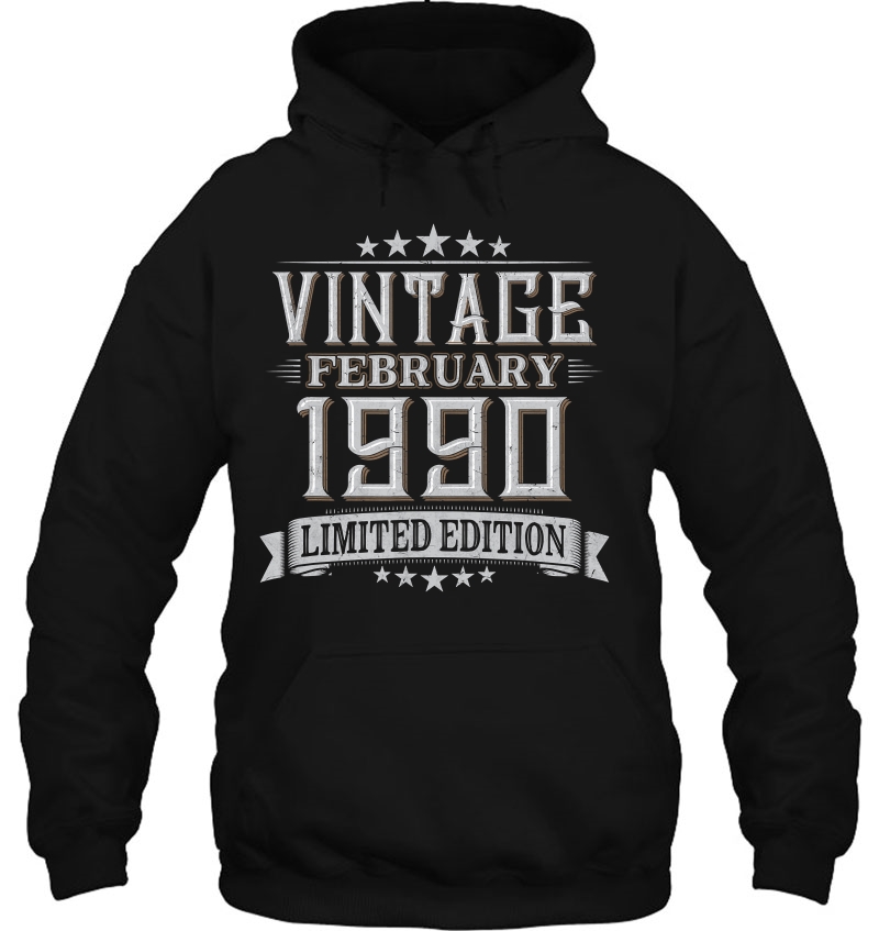 30Th Birthday Gift Vintage February 1990 30 Years Old Hoodie
