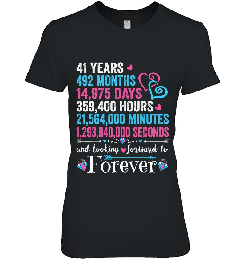 41St Wedding Anniversary 41 Years Marriage Couple Gift Ladies Tee
