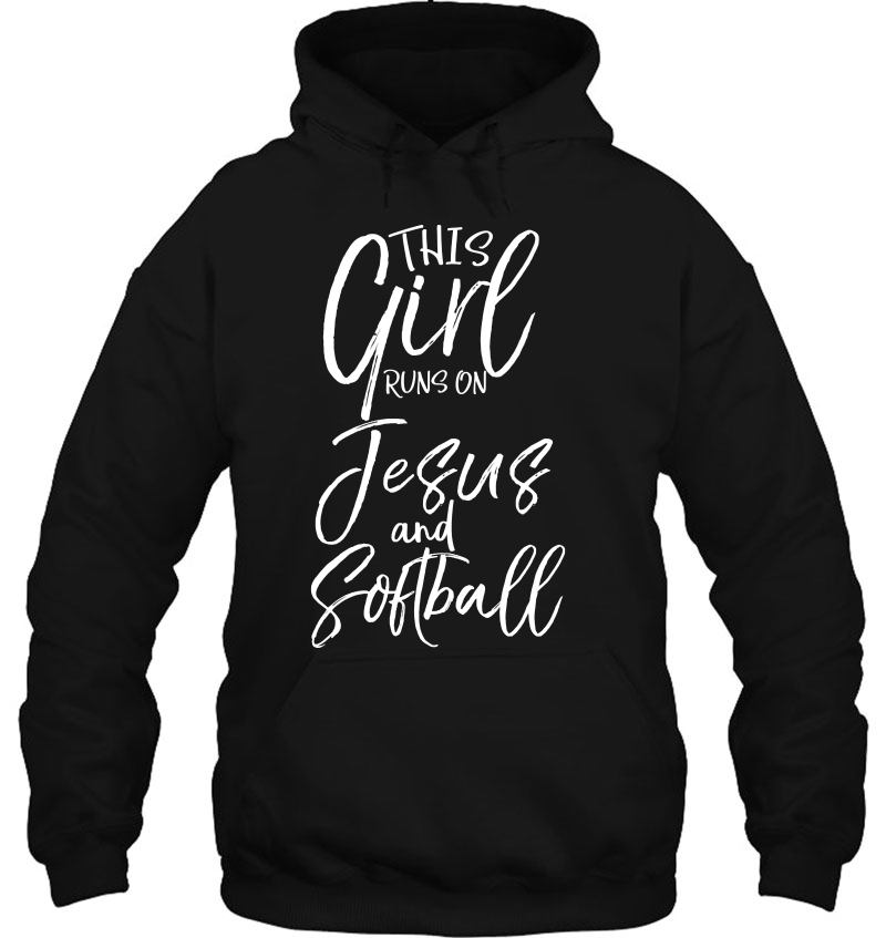 Christian Sports Gift This Girl Runs On Jesus And Softball Mugs