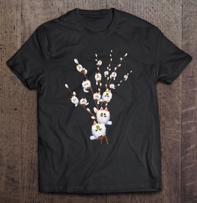 Cute White Cat Willows Flowers Cat Floral Cats Lover Shirt