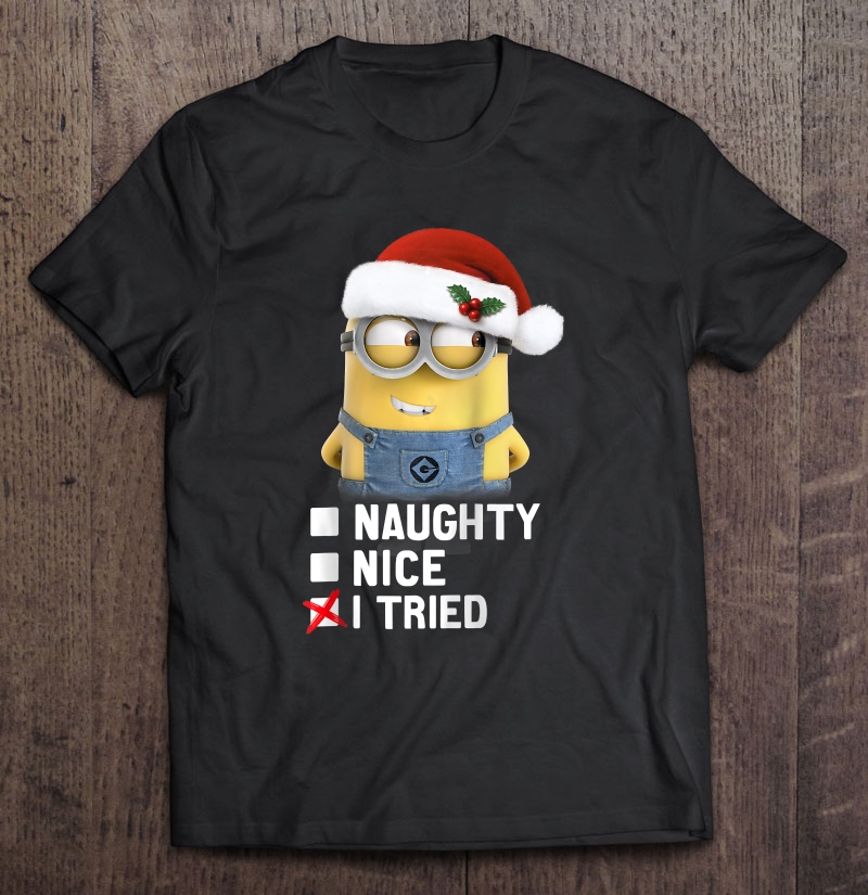 Despicable Me Minions Naughty Nice I Tried Checklist Raglan Baseball Shirt