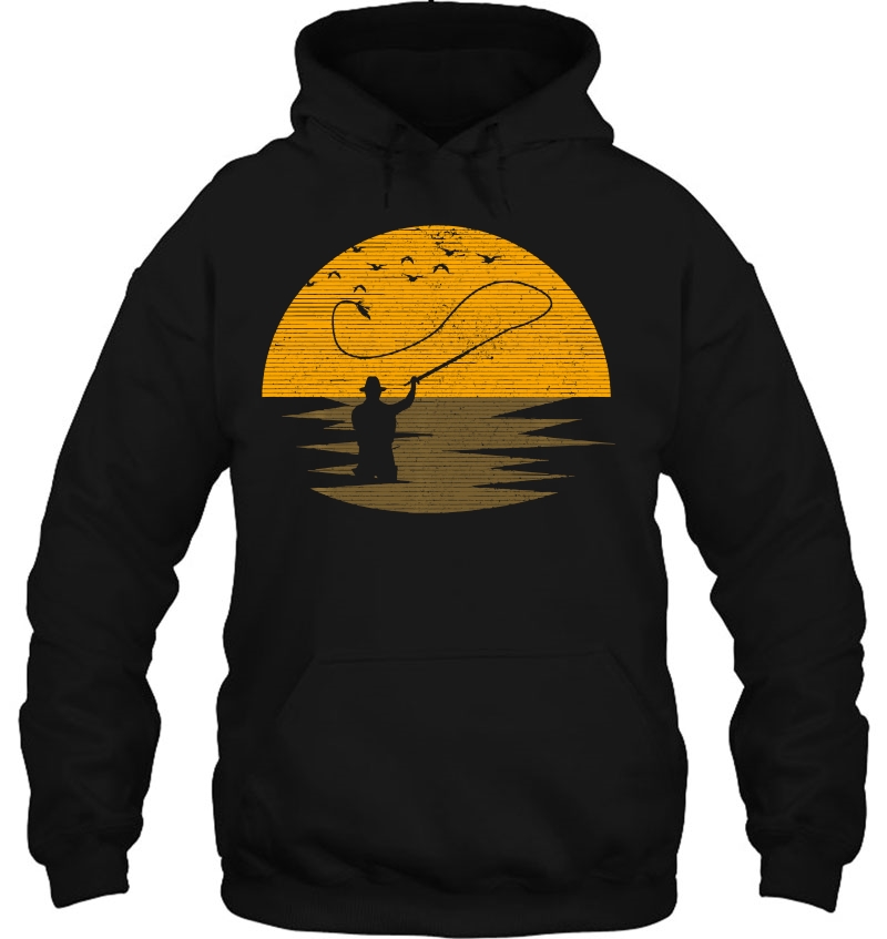 Fly Fishing Vintage Retro Trout Salmon Fisherman Hoodie