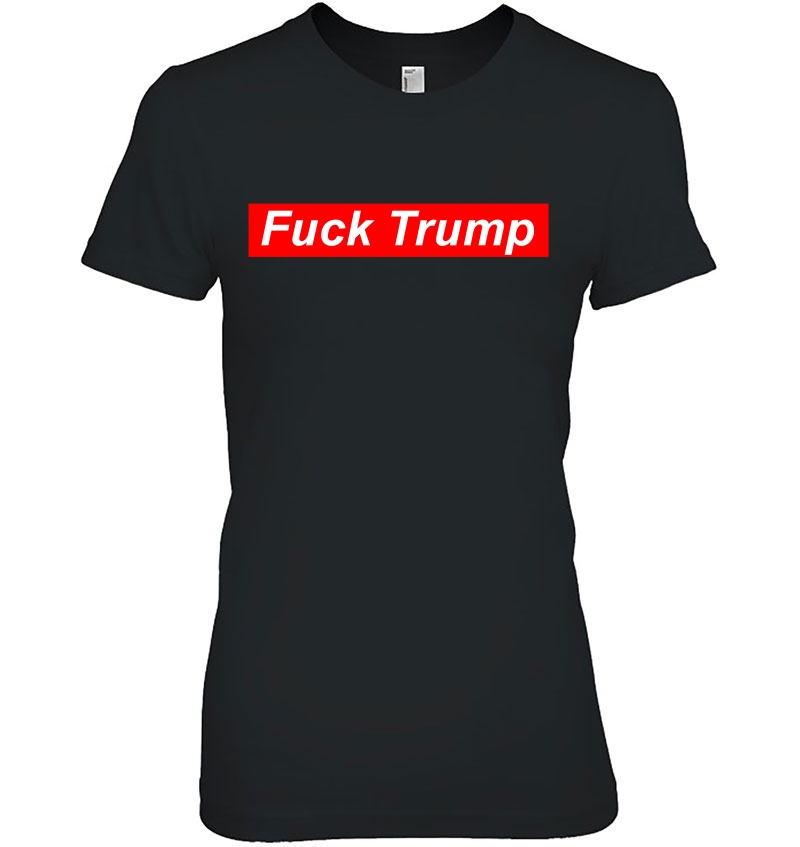 Fuck Trump Red Box Logo Impeach 45 Funk President Usa Ladies Tee