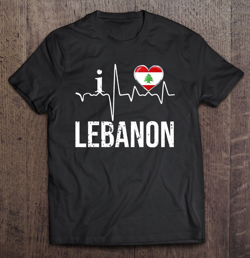 I Love Lebanon Heartbeat Flag For Lebanese Pride Gift Shirt