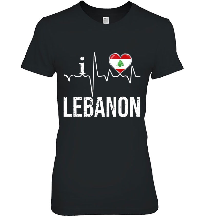 I Love Lebanon Heartbeat Flag For Lebanese Pride Gift Hoodie