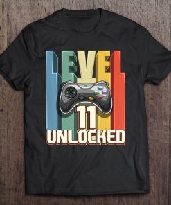 Level 11 Unlocked Video Game 11Th Birthday Gamer Gift Boys Tee