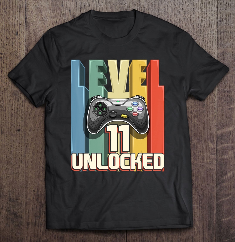 Level 11 Unlocked Video Game 11Th Birthday Gamer Gift Boys Shirt