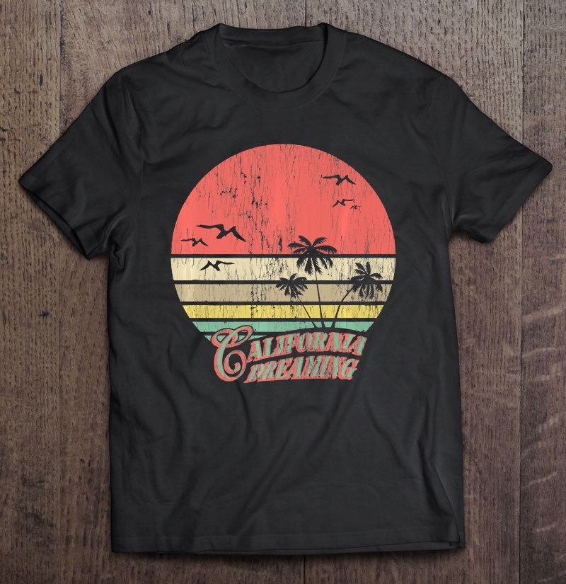 Retro Sunset Beach Distressed California Dreaming Premium Shirt