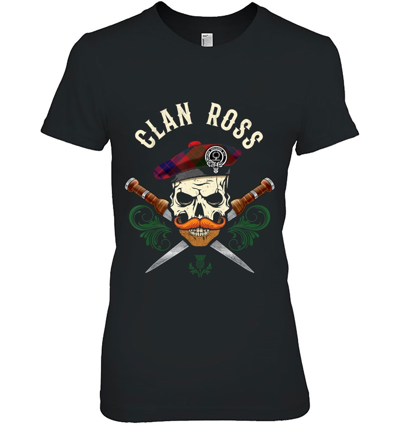 Scottish Clan Ross Bad Ass Skull With Tam Clan Badge Hoodie