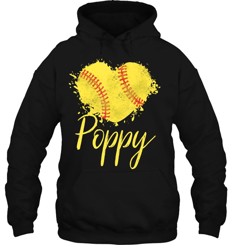 Softball Poppy Softball Love Heart Mugs