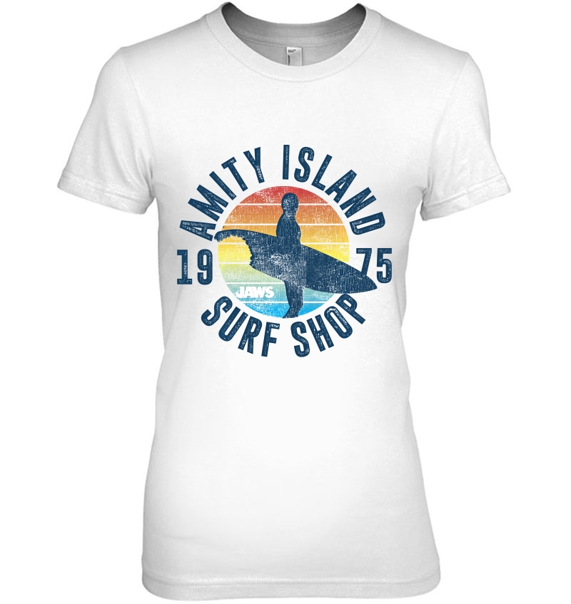 Jaws Amity Island Surf Shop 1975 Retro Logo Hoodie