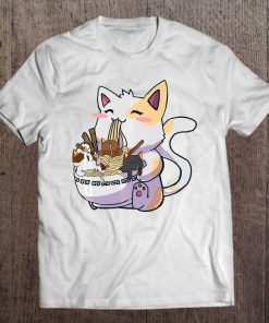 Kawaii Neko Cat Ramen Bowl Anime Japanese Noodles Premium Tee