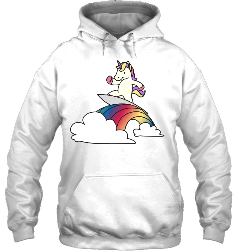 Unicorn Surfing Funny Magical Surfer Riding A Rainbow Mugs